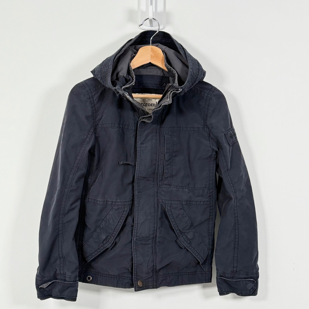 Abercrombie & Fitch Wakely Jacket Womens Medium Navy Blue Hooded Utility Field